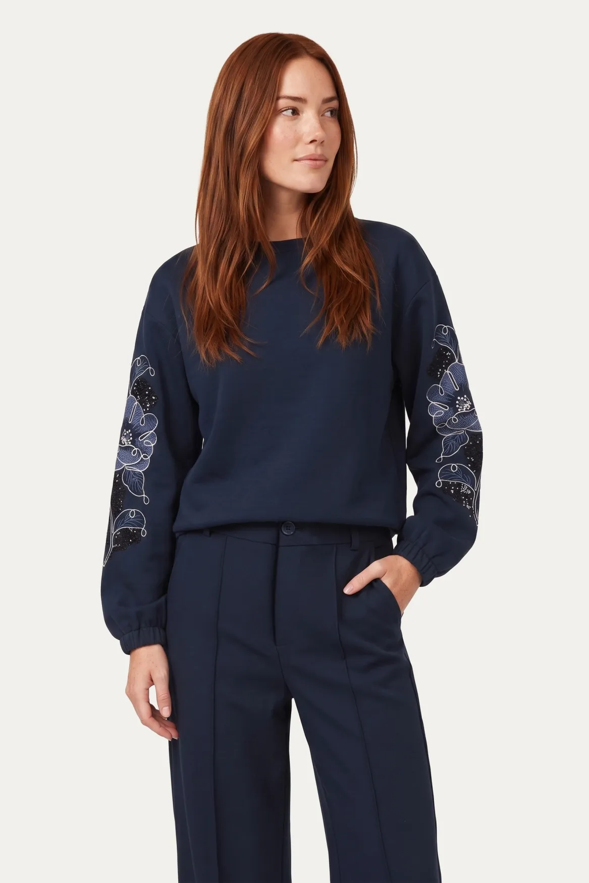 G-maxx Nerissa Top, PU-materiaal, donkerblauw